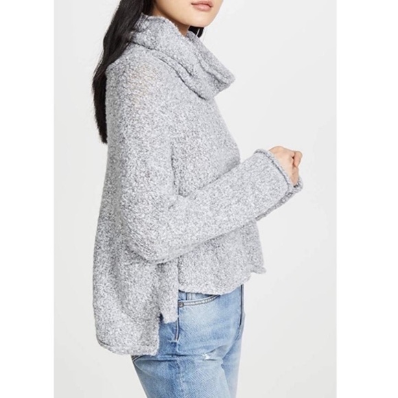 Free People BFF Knit Sweater Cowl Neck Boxy Oversized Pullover Grey Size XS - Picture 5 of 13